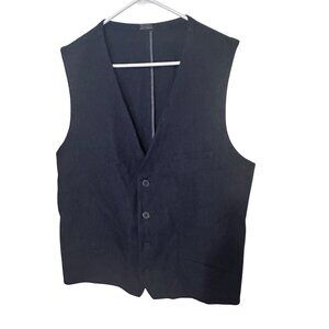 Vince Camuto blue button up vest adjustable back size XL